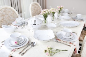 Serwis obiadowy dla 12 osób 45 el. Złota Linia 3604  Rococo ĆMIELÓW